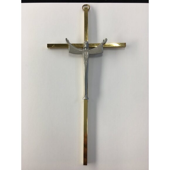 Vintage Mid Century Crucifix Jesus On Cross Metal Wall Hanging Decor 8.5'' Tall - Picture 3 of 14